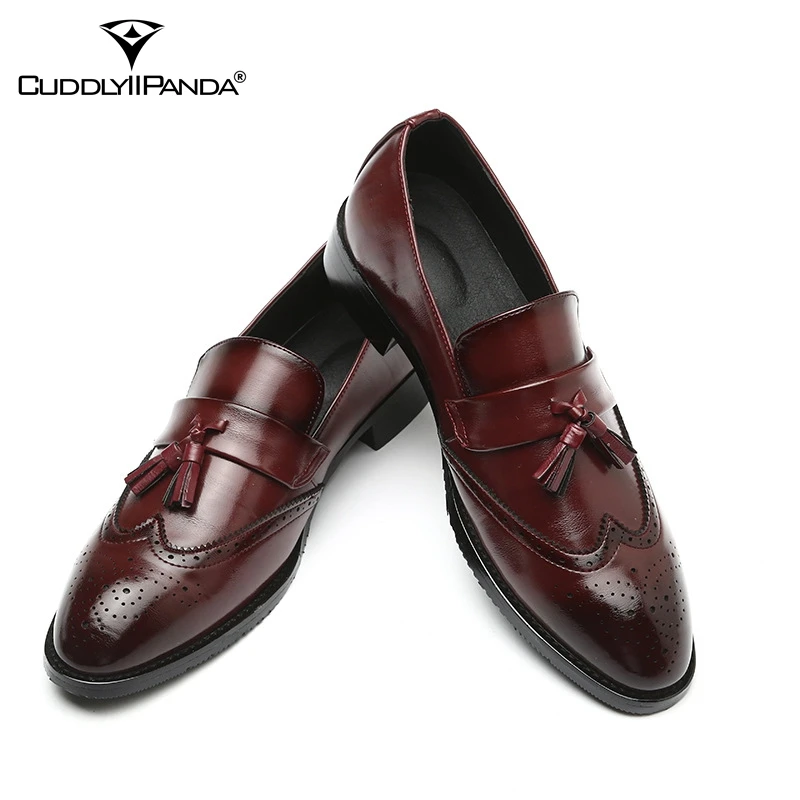 

CuddlyIIPanda Luxury Brand Men Fashion Shoes Classic Tassel Brogue Shoes Big Size 37-48 Formal Shoes Casual Dress Bullock Shoes