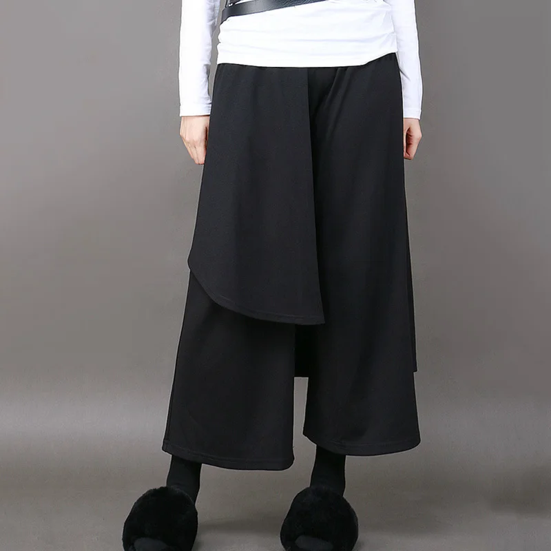 CHICEVER осень зима брюки для женщин крест брюки эластичные Высокая талия Свободные негабаритных черные лодыжки длина брюки женские повседневные