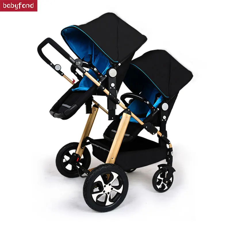 

RU free shipping ! Twins baby stroller black light baby carriage Multifunction baby stroller Kid 1st double baby prams