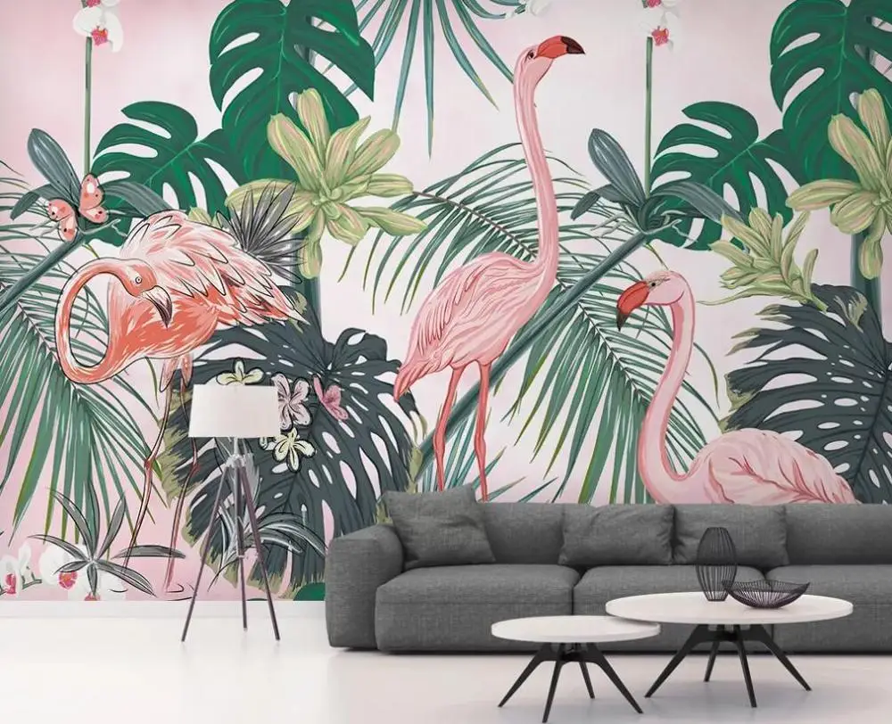 Custom 3D mural wallpaper Nordic flamingo living room bedroom background wall decoration painting