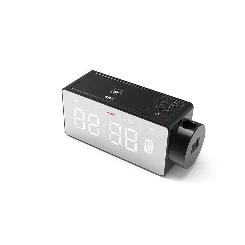 Зарядка Проекционные цифровые часы беспроводной Bluetooth динамик светодиодный большой экран Будильник Повтор FM DIY музыкальные часы US Plug - Цвет: US Plug Black
