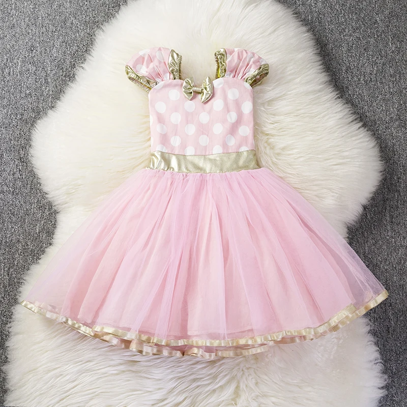 Нарядные Детские платья для девочек, одежда на первый день рождения, мини-костюм с рисунком мышки, детская одежда для маленьких девочек 1-5 лет