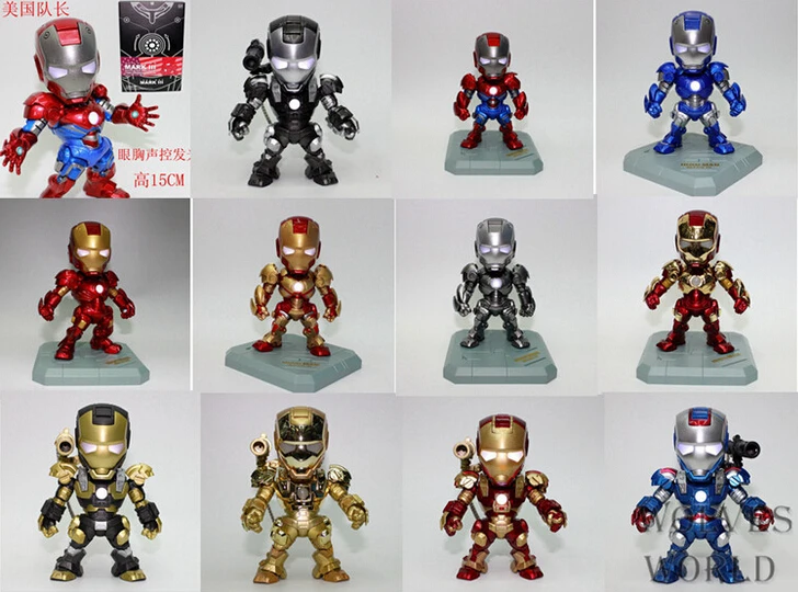 

15cm light Iron Man Action Figures PVC brinquedos Collection Figures toys for christmas gift with Retail box
