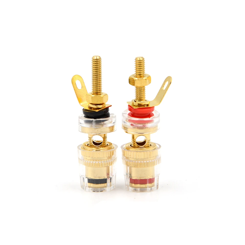 

2PCS 4mm Binding Post Banana Plugs for Amplifier Speaker Terminal Plug with Transparent Covers Connectors Red and Black