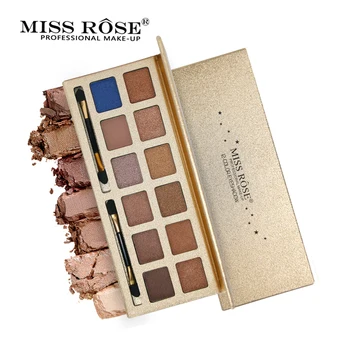 

Miss Rose 12 Colors Shimmer Matte Pigment Glitter Eyeshadow Palette Artist Shadow Palette Makeup Metallic Eye Shadow