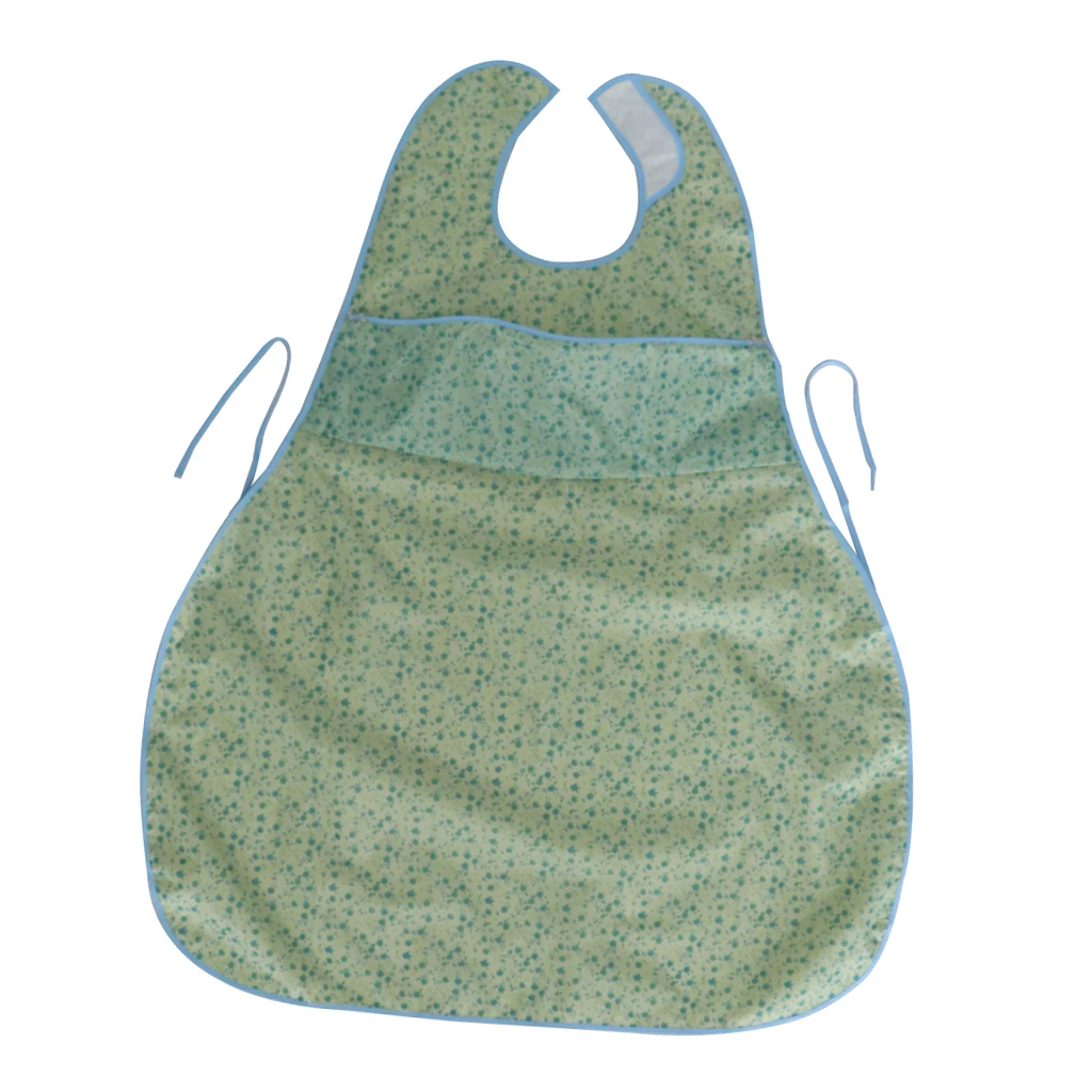 Washable Adult Reusable Eating Bibs Elderly Disability Aid Apron with Catch Pocket for Men Women Senior Citizens Elderly