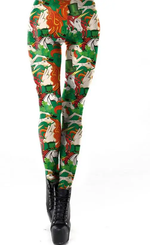 

Plstar Cosmos NEW St Patrick's Day Design Leggings Women Green Four Leaf Clover Luck Pants Fitness Elastic Party Leggings Top1