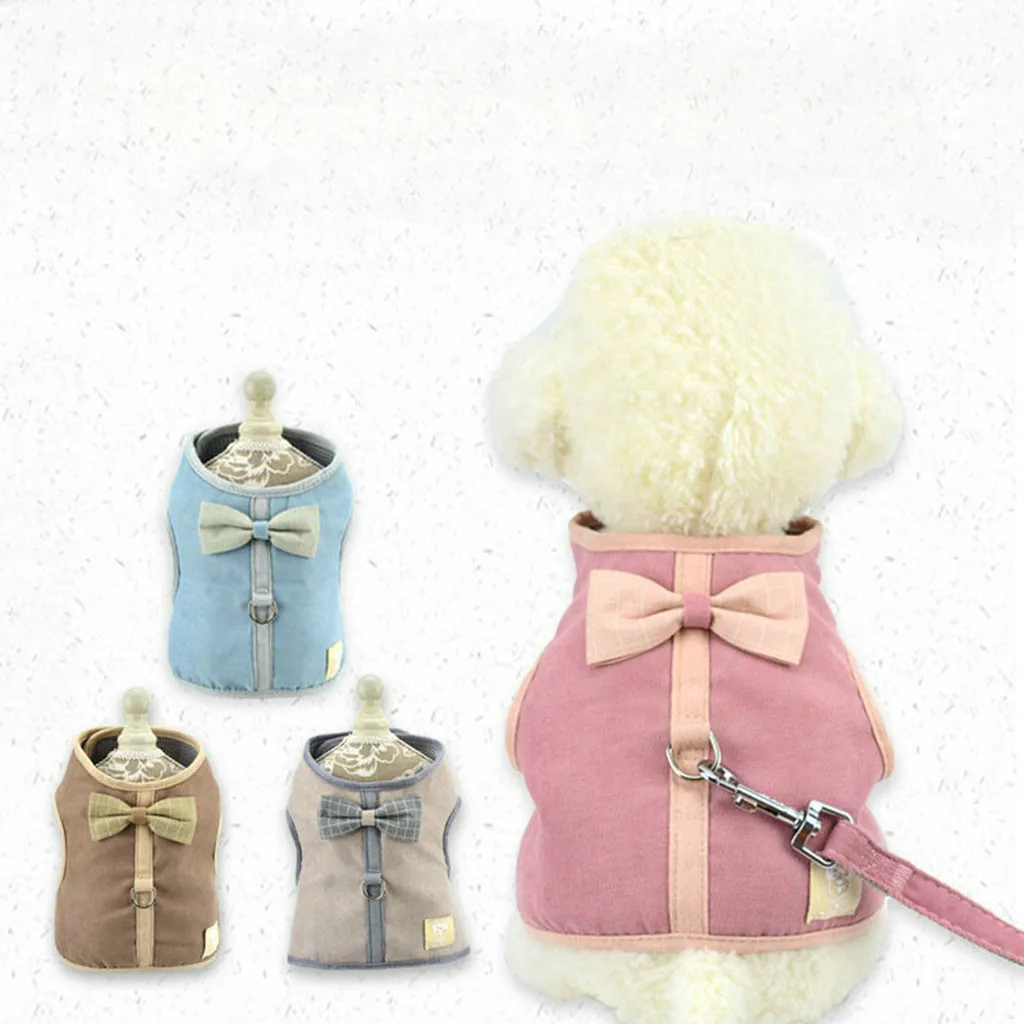 1set Pet Cat Dog Puppy Soft Durable harmless Corduroy Mesh Vest Leash Chest Straps Belt Adjustable accessories | Дом и сад