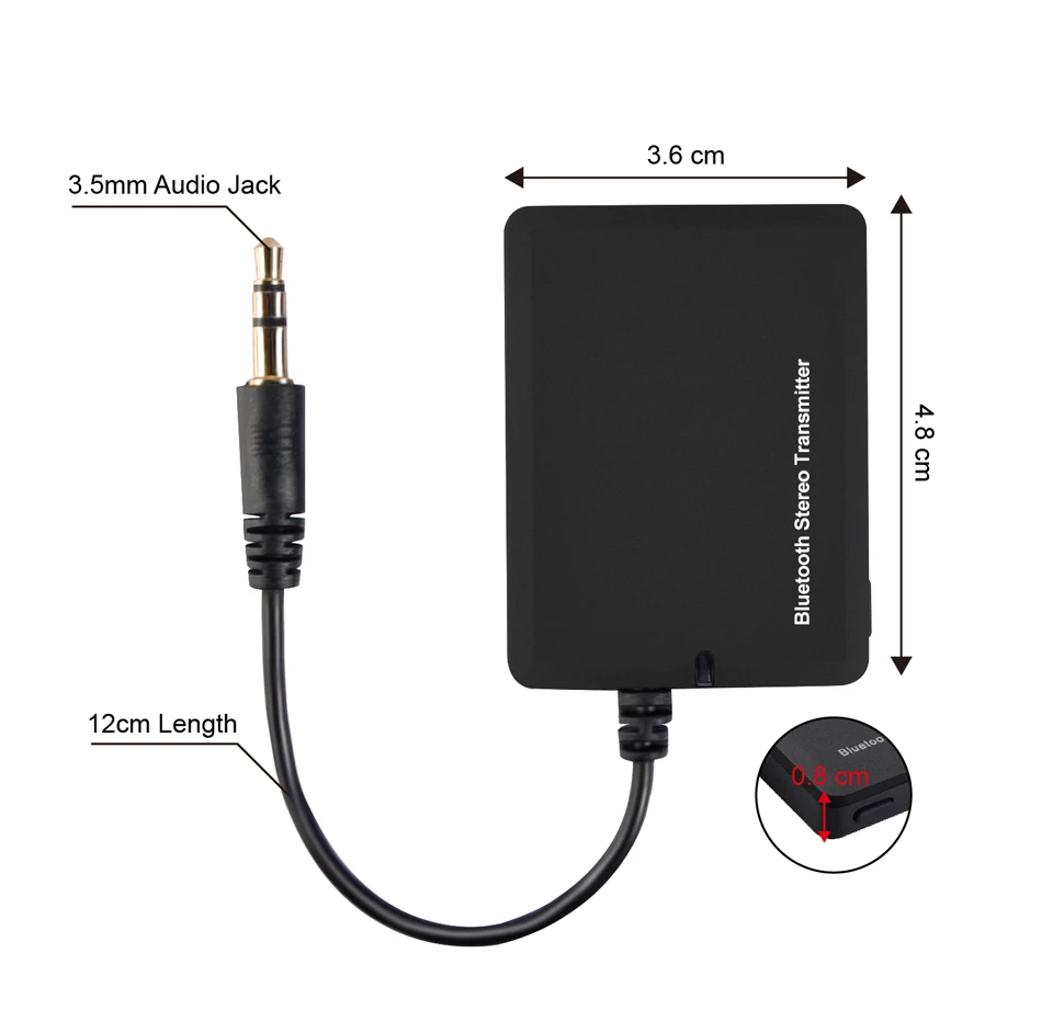 Magift Bluetooth Transmitter Mini Wireless Bluetooth Audio 3.5mm A2DP Stereo Adapter for iPod Headphone TV Mp3 Car Speaker (5)