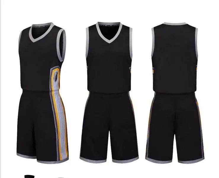 Детская и Мужская баскетбольная майка, индивидуальная баскетбольная форма, футболка для колледжа, шорты, командные баскетбольные спортивные рубашки - Цвет: Черный