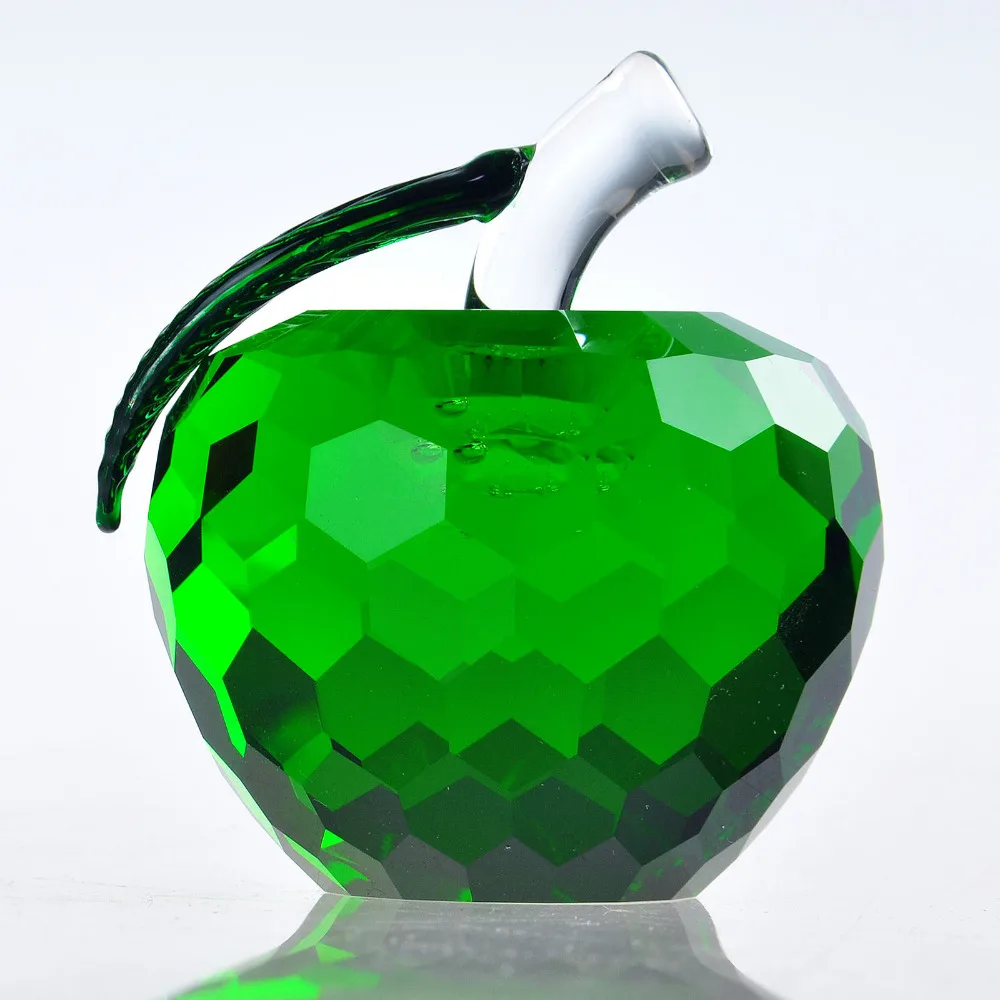 GreenCut Crystal Apple Paperweight Ornament in a Glass Dome Gifts Wedding Decor