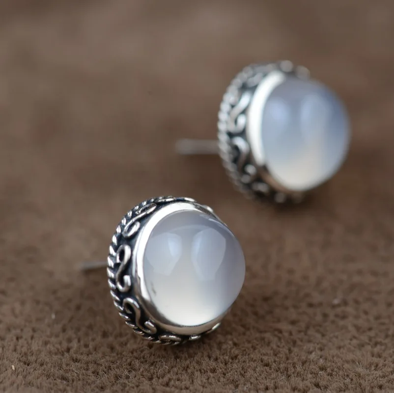 Серьги гвоздики из натурального камня ручной работы|stud earrings|flower stud earringsflower silver