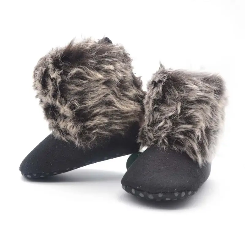 Детские флисовые Снегоступы Дети шерсть Мех животных зимняя обувь Prewalker 0-18 м