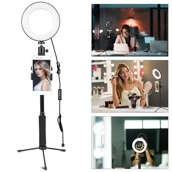

ZOMEI Dimmable LED Ring Light with Adjustable Selfie Stick Stand and Phone Holder for Selfie Makeup Filming Light