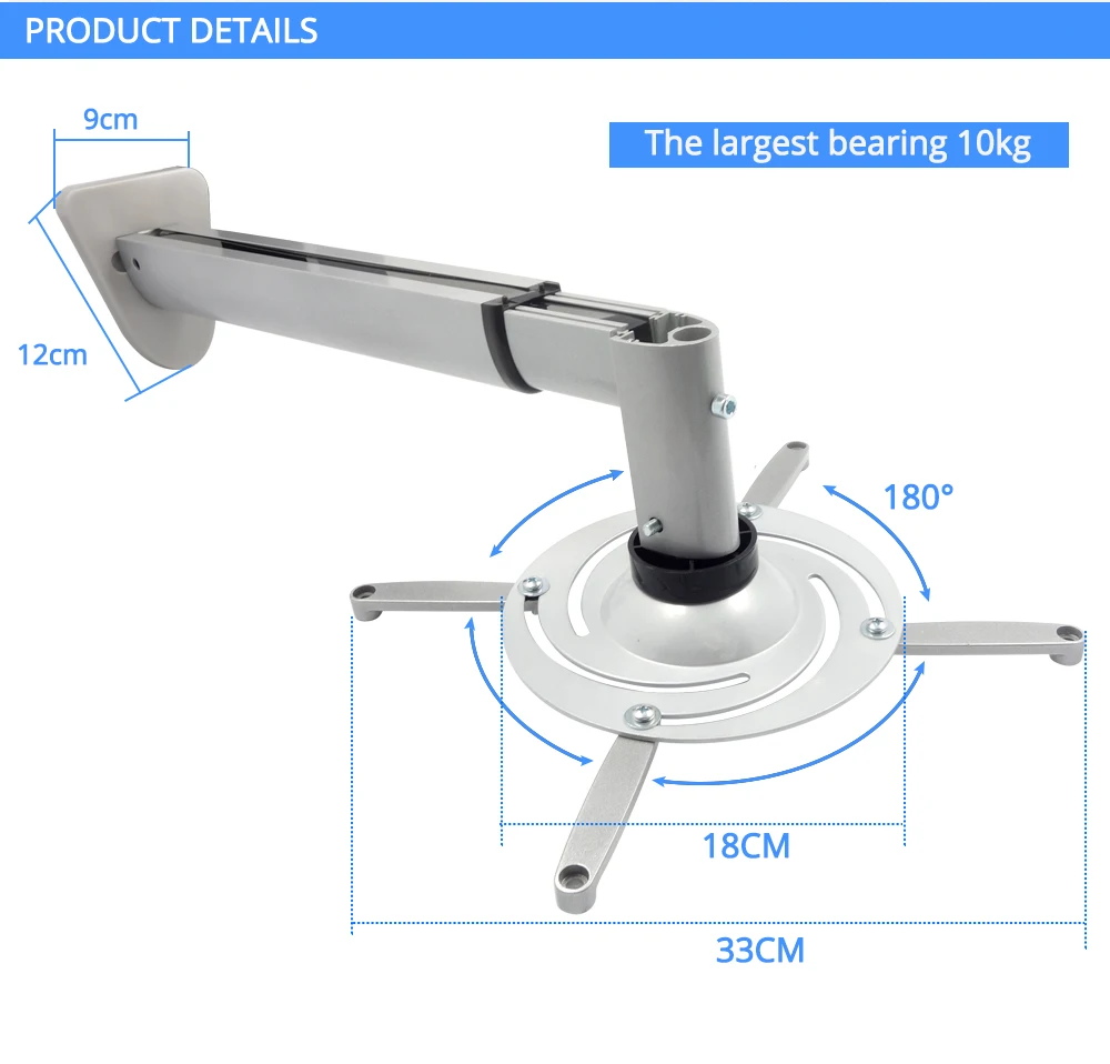 Настенное крепление для проектора ультра длинный алюминиевый сплав 360 градусов Универсальный Выдвижной Макс 632 мм держатель для проектора