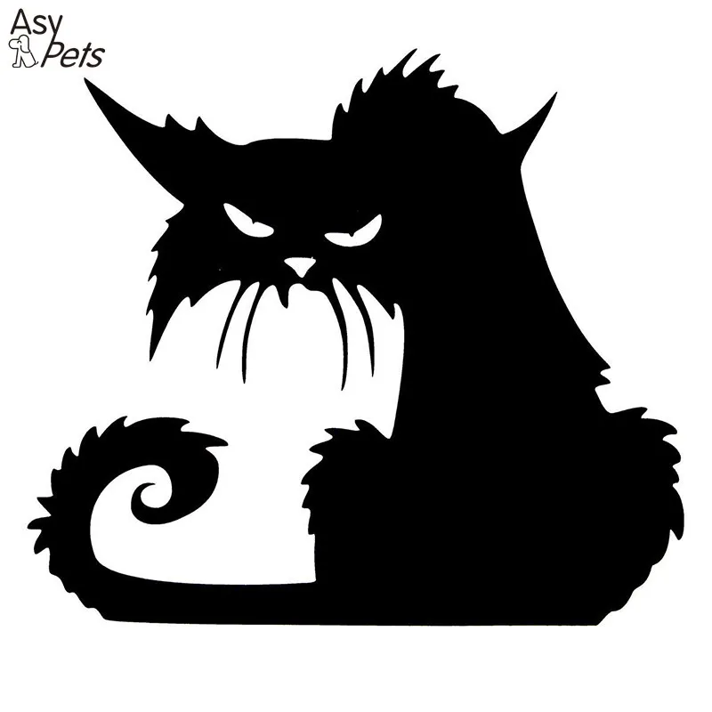 Asypets halloween scary black cat wall sticker removable vinyl decal
