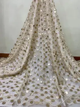 

CiCi-3.1702 Hot selling african sequins lace fabric tessel fringel embroidered tulle mesh lace fabric