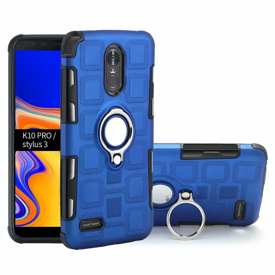 

Luxury Protective Case For LG Stylus 3 for LG K10 Pro Cover Kickstand PC+TPU Holder Ring buckle Cover for LG LS777 Stylo3 Coque