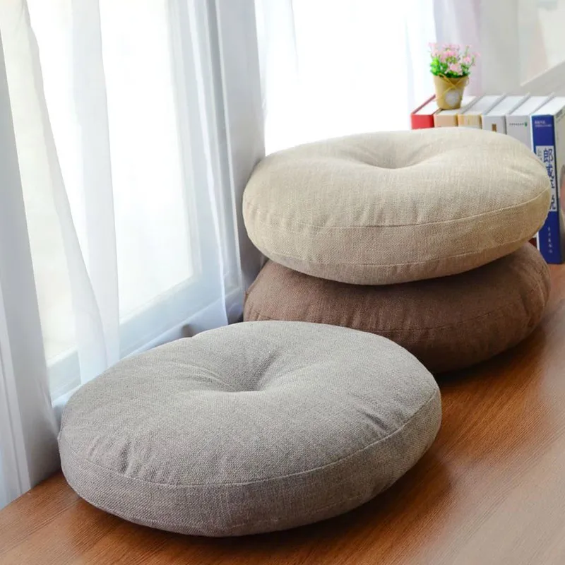 Soft Canvas Round Chair Cushion Seat Pad for Patio Home Car Office Floor Pillow with Insert