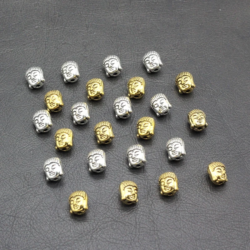 30pcs-lot-Bail-Gold-Vintage-Atq-Silver-Tone-Alloy-Buddha-Head-Charm-Spacer-Beads-9x10mm