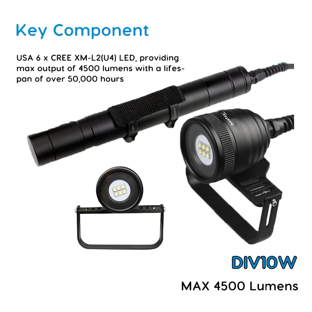 US $160.11 Asafee Canister Dive Video Light Magnetic Switch Underwater 200M 3CREE XML2 LED Diving Photography Flashlight Light