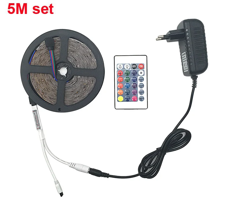 10M SMD 5050 RGB LED Strip 5M 2835 led light Waterproof Tape DC12V Ribbon RGB Flexible Light Strip Full set with Control Adapter (8)