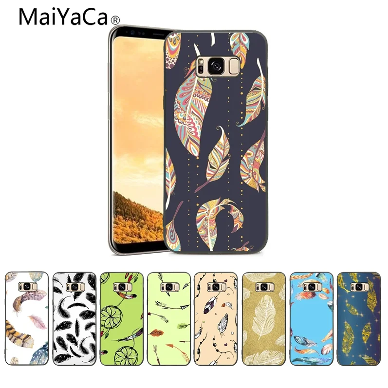 MaiYaCa цветной чехол с перьями для Samsung Galaxy S9 plus s4 s5 s6 S7 S8 | Мобильные телефоны и