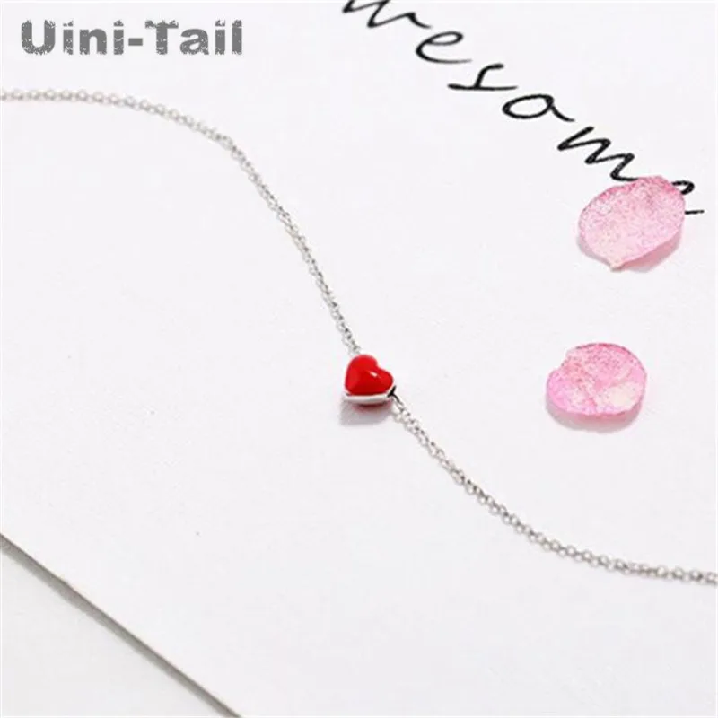Uini-Tail Классический Горячий 925 Серебряный Красный браслет в форме сердца корейская модная тенденция милые сексуальные высококачественные ювелирные изделия GN028