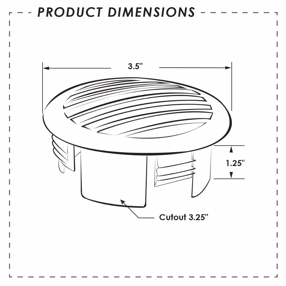 Boat Marine 3/" Stainless Steel Clad Airflow Vent 3.5/" Diameter 3.25/" Cutout