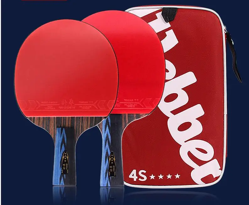

Four-star table tennis bat double shot set double-sided anti-adhesive horizontal shot student table tennis ball pen-hold 2 Pack