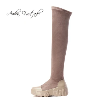 

Arden Furtado Fashion Women's Shoes Winter Round Toe Slip-on Casual Over The Knee High Boots Ladies flat platform wedges Boots