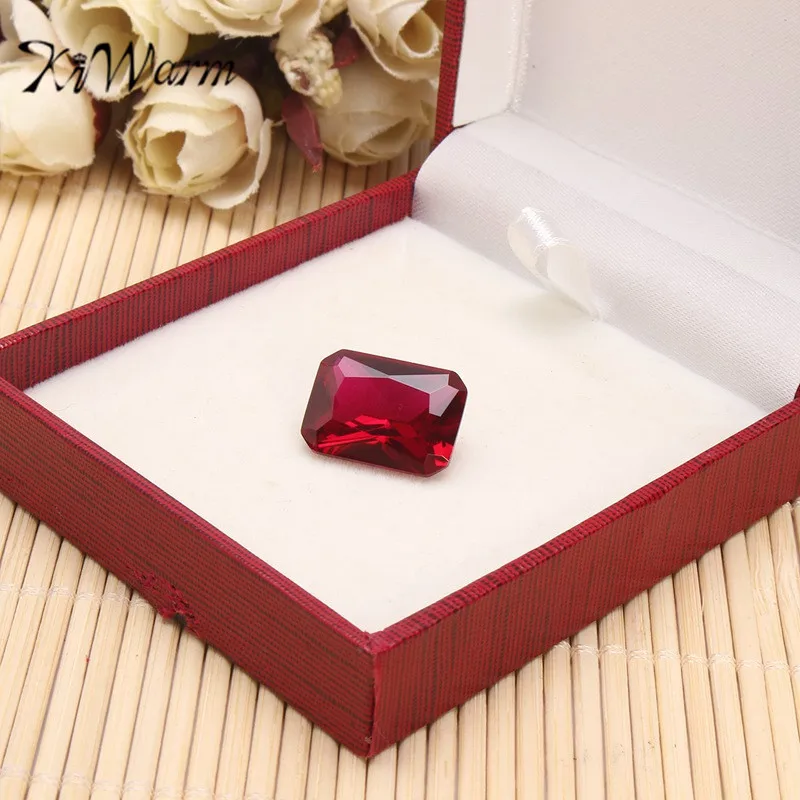 

KiWarm Beautiful 18.52CT Blood Red Ruby 13x18mm Emerald Cut AAAA+ Loose Gemstone Diamond Jewelry Material DIY Decorative Crafts