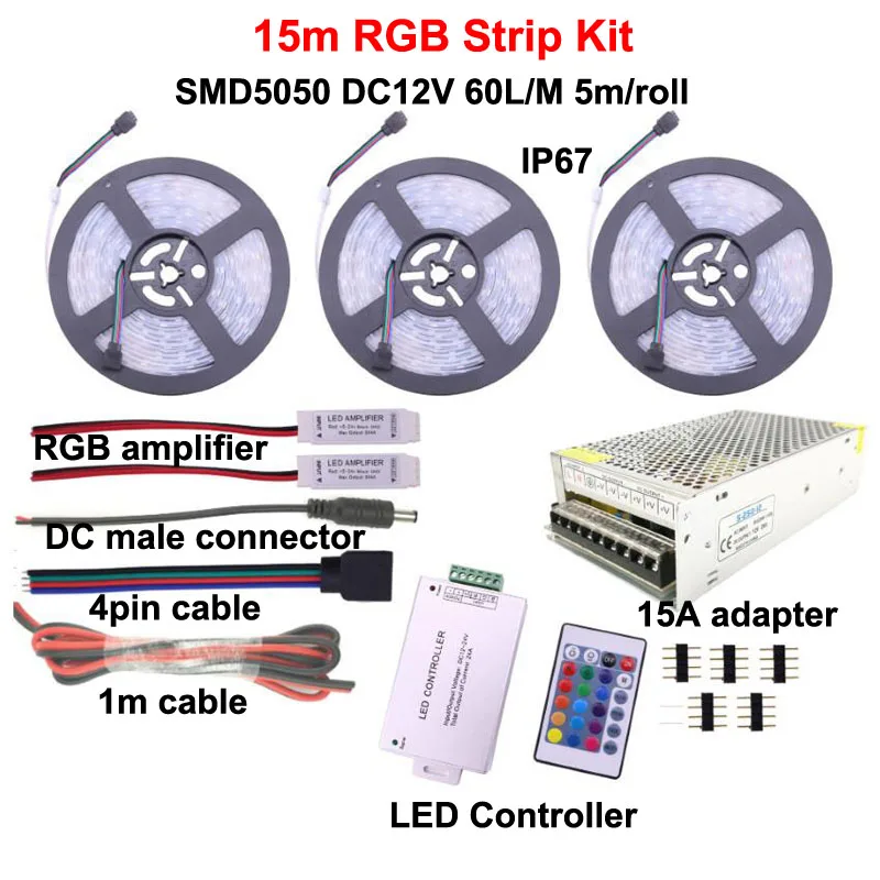 5050 rgb strip ip67 15m-