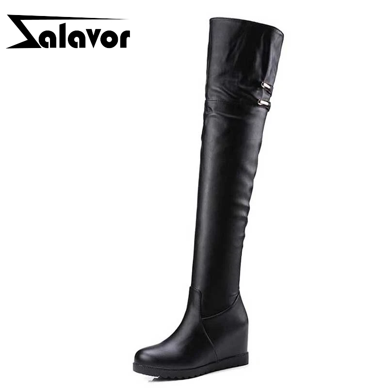 

ZALAVOR Over Knee Boots Women Winter Warm Height Increasing Boots Solid Color Thigh High Boots Women Footwear Size 34-43