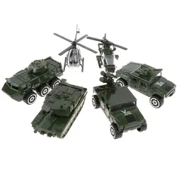 1/87 литые военные транспортные средства, 6 в 1 Ассорти металла армейский двигатель модель автомобиля Дошкольное обучение игрушки