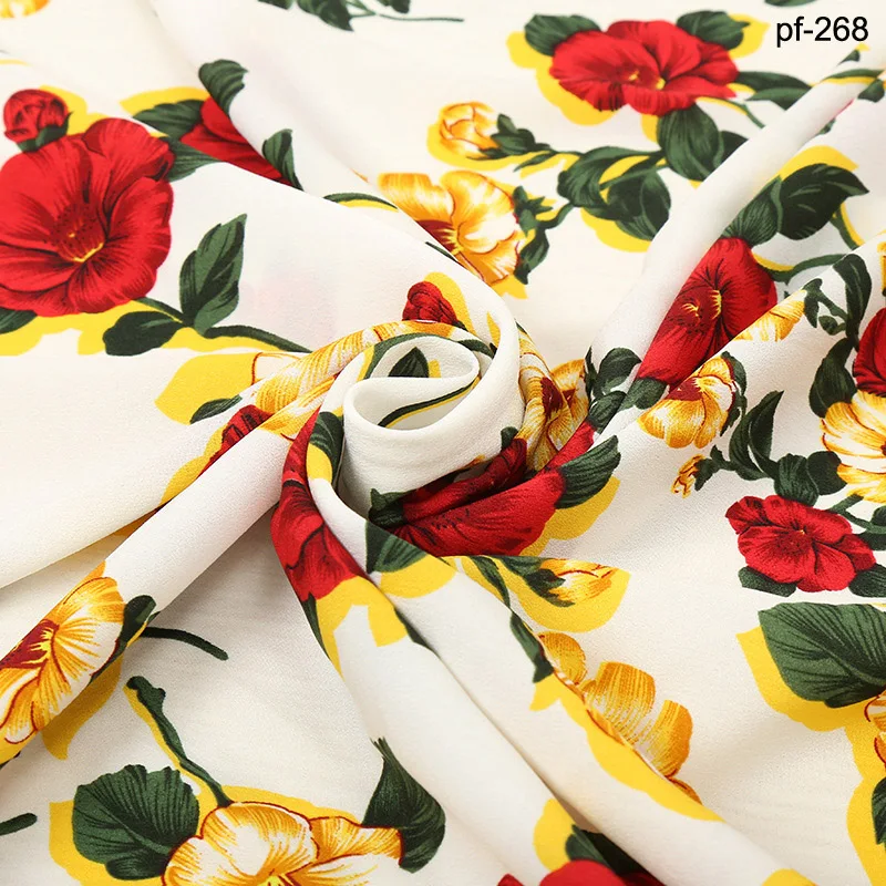Стиль Huayao Креп Полиэстер ткань осень крепдешин платье рубашка Винтаж печатных ткань шифон ткань