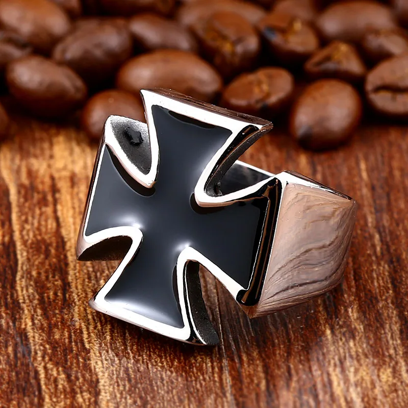 Beier 316L Stainless Steel ring Unisex Black Sureface For Woman And Man Gothic Punk Cross Finger Ring Gift Jewelry LR505