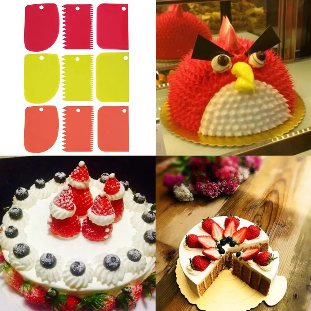 

3pcs/set Cake Scraper Fondant Decorative Tool Blade Cake Cream Smoother Spatula Cutter DIY Baking Tools Kitchen Accessories