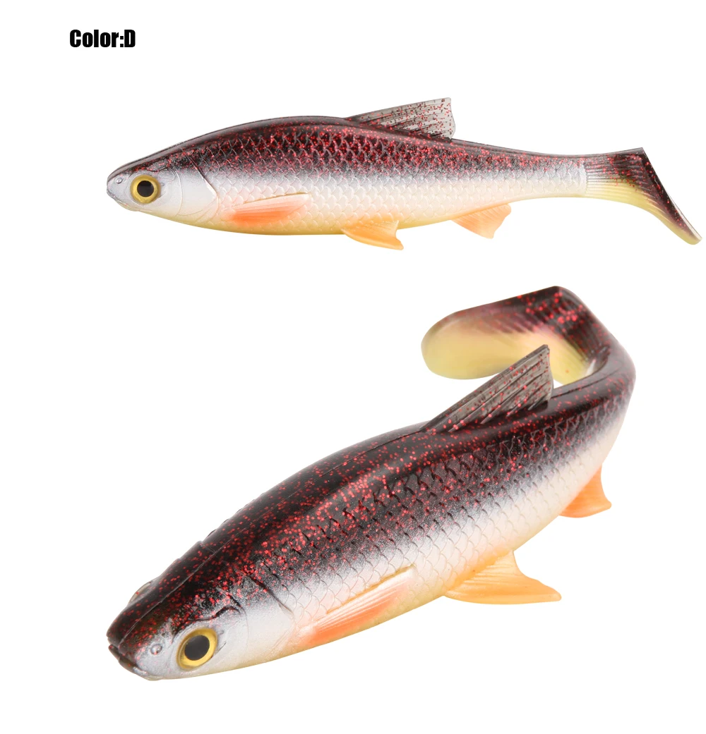 RoseWood 1pc 40g84g Perfect T-Style Tail 3D Scanned Soft Fishing Lure + 1PC Double VMC Hooks With Screw Connector For Big Game  (8)