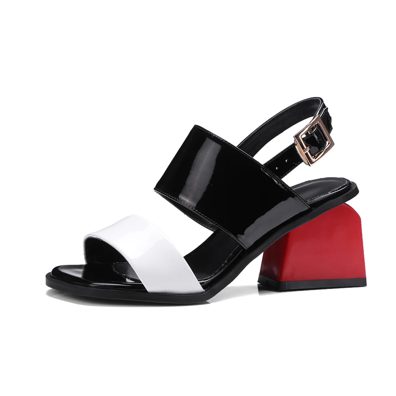 

AIWEIYi Women Sandals Spike High Heels Women Pumps Genuine Leather Summer Ankle Strap Peep toe Black Casual Shoes Woman