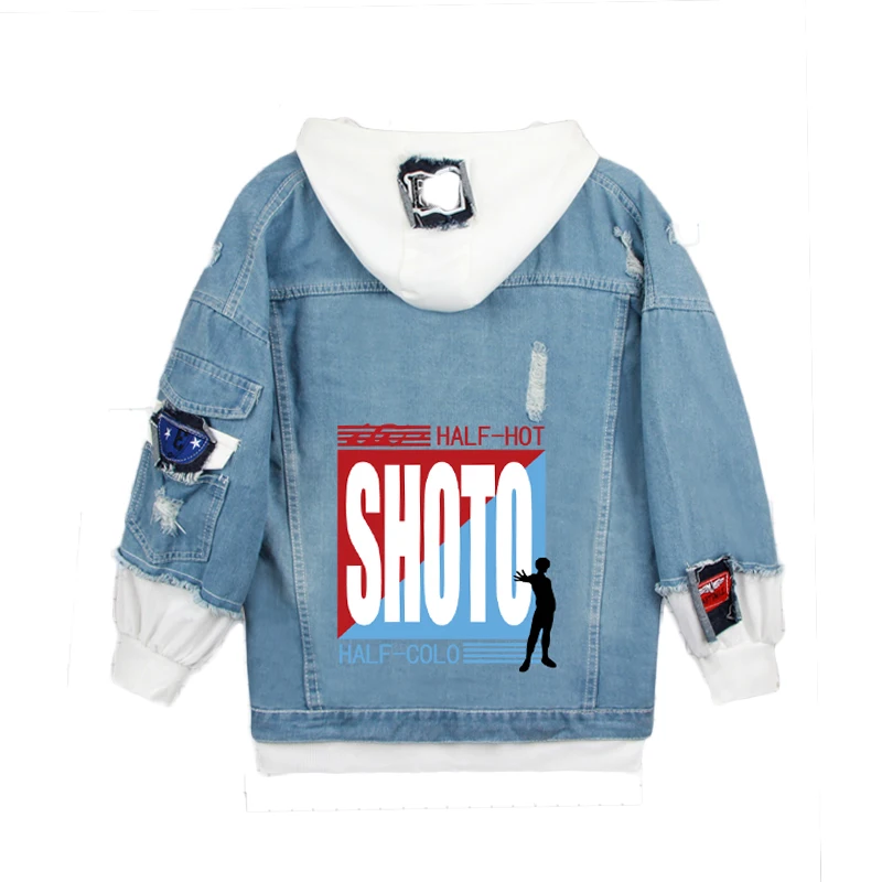 

Boku no Hero Academia Long Sleeve Denim Jacket Cosplay Costume My Hero Academia Fake Two Piece Hooded Jeans Hoodie Sweatshirt