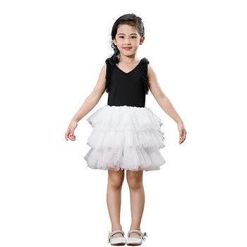 

evening party kids frocks age for 3-10 yrs little girls black white vintage noble graduation gowns baby girls ruffle tulle dress