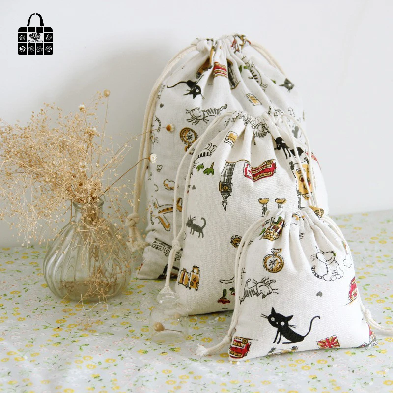 1 шт. озорной кот хлопок льняной тканевый мешок для сбора пыли одежда дорожная сумка для хранения портативный органайзер для дома Sundry детские игрушки сумки для хранения