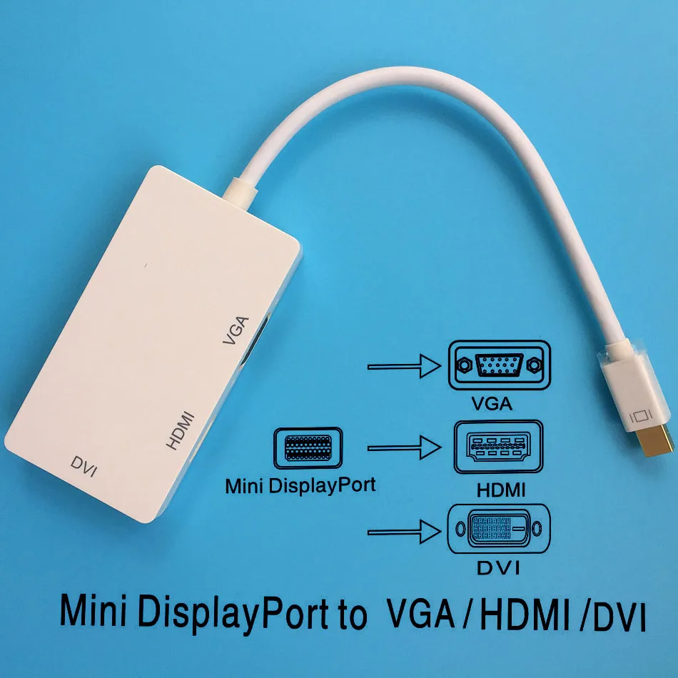 

New  3in1 Mini DP Thunderbolt to VGA/HDMI/DVI Adapter for Apple iMac/Laptop Mini Thunderbolt to VGA Adapter