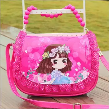 

New fashion girl cute mini messenger bag with pearl fashion children princess handbag kids sofia girls pu leather Shoulder Bag