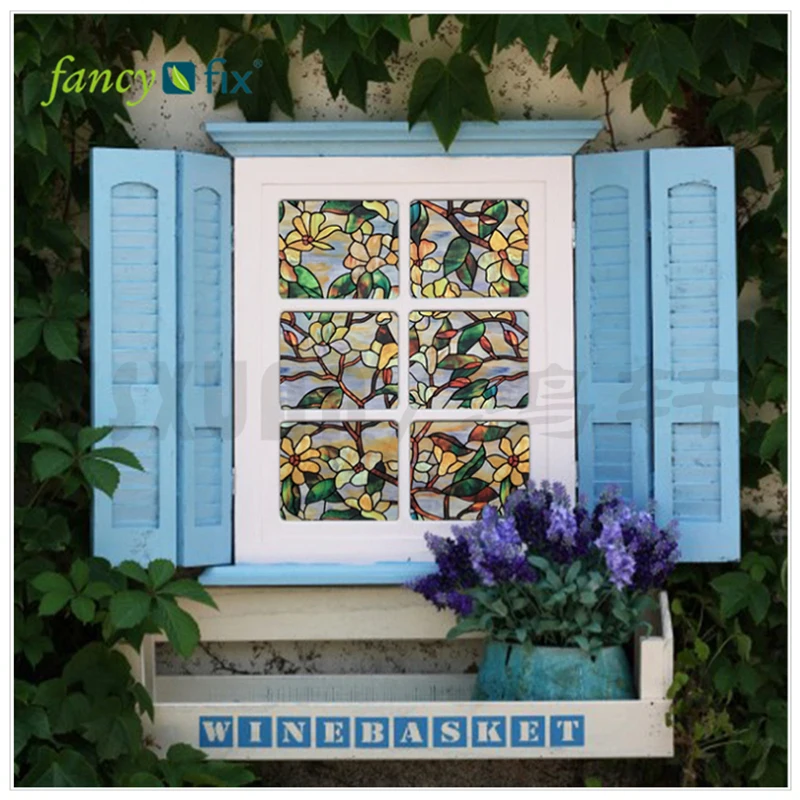 Stained Glass Film Static Adhesive Film Decorative Vinyls For Window Glass Vintage Decor Privacy Tinting
