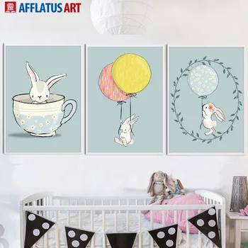 

Cartoon Balloon Rabbit Wall Art Canvas Painting Posters And Prints Nordic Poster Nursery Wall Pictures Kids Room Bedroom Decor