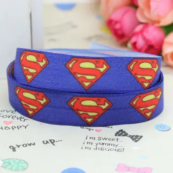 

5/8 inch Free shipping Elastic FOE superman printed ribbon headband diy hair band wholesale OEM H1581