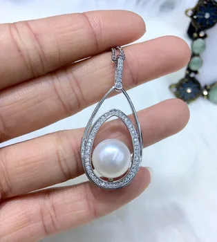 

S925 Silver Pendant Setting Mounting Pendant Findings and Component for Oyster Akoya Edison Pearls Corals Jade Stones Beads