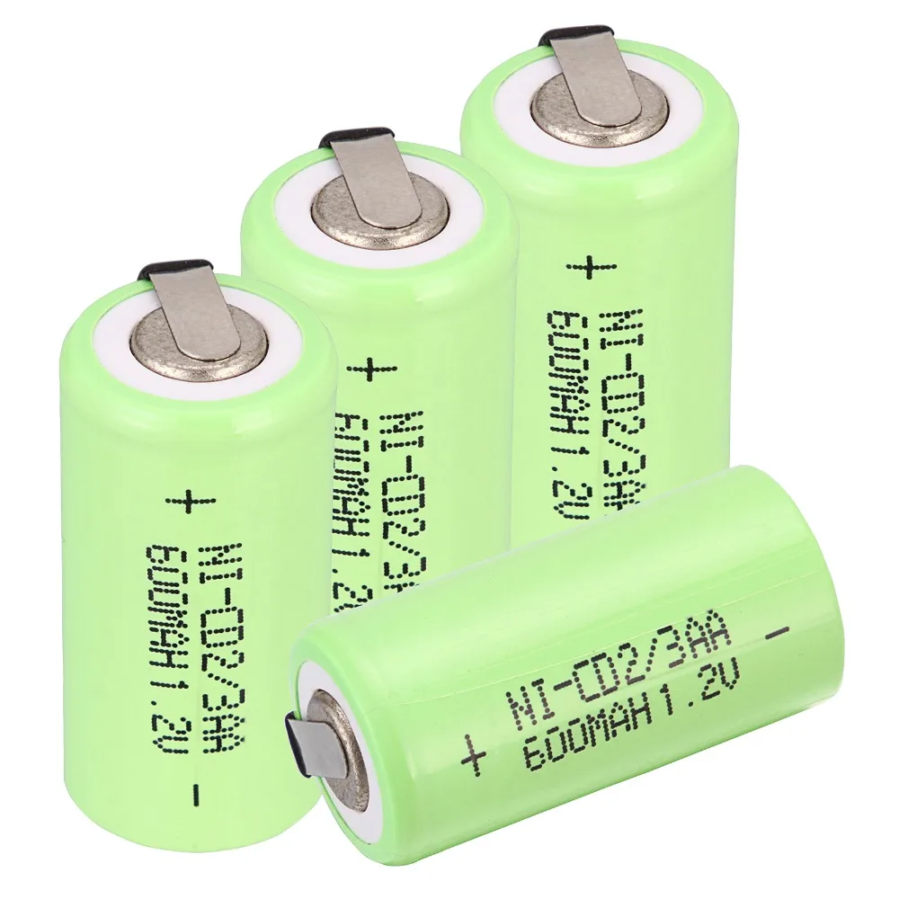 4 шт. 2/3AA перезаряжаемые батареи 600 мАч Ni Cd 1 2 В 8*1 см зеленый цвет|battery mah|600 mah600 mah battery